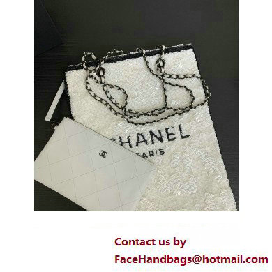 CHANEL Sequins  &  Black Metal White  &  Black Shopping Bag AS4856 2024